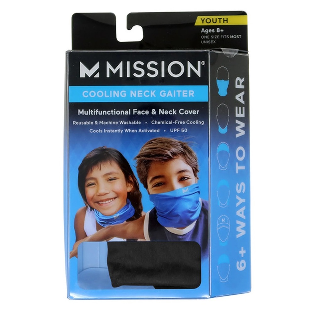 Mission Unisex Kids Youth Cooling Neck Gaiter - Black